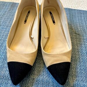 Zara Black and Cream Pointed Heels